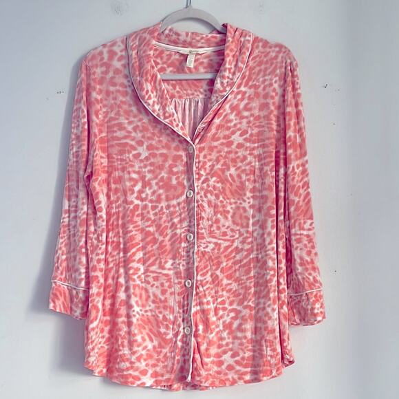 Soma Other - Soma very soft jersey knit leopard print long sleeve button down pajama top sz L